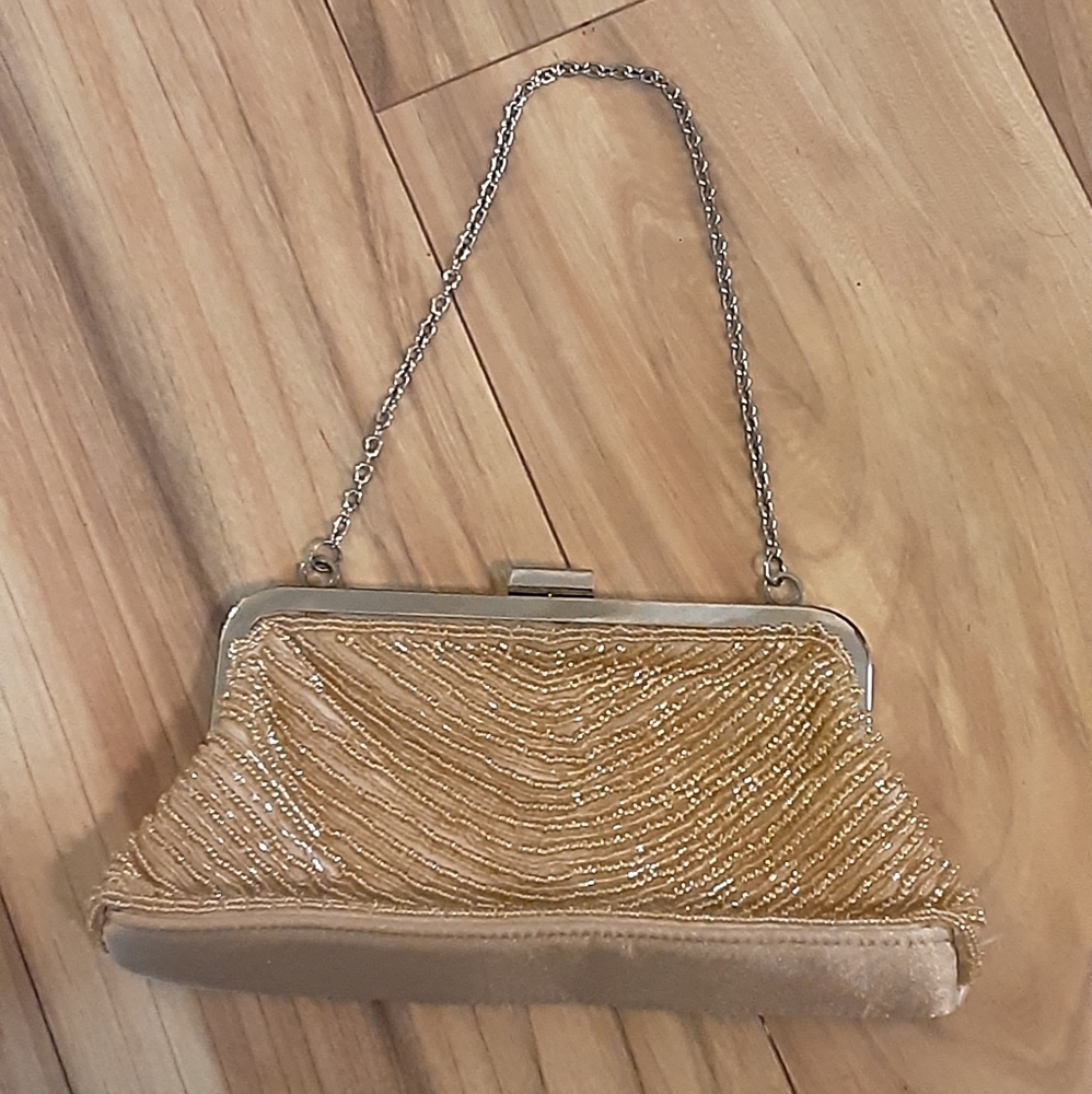 Bijoux Terner Vintage Gold Beaded Evening Bag.